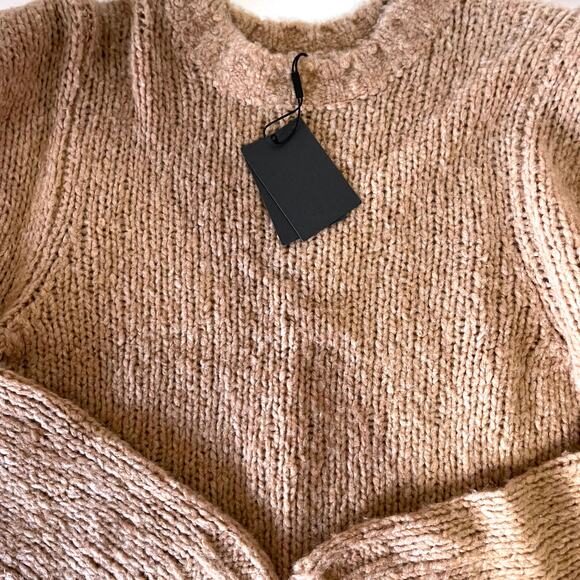 NAADAM NWT Wool Cashmere Structured Shoulder Sweater in Camel Size XL - Picture 8 of 13
